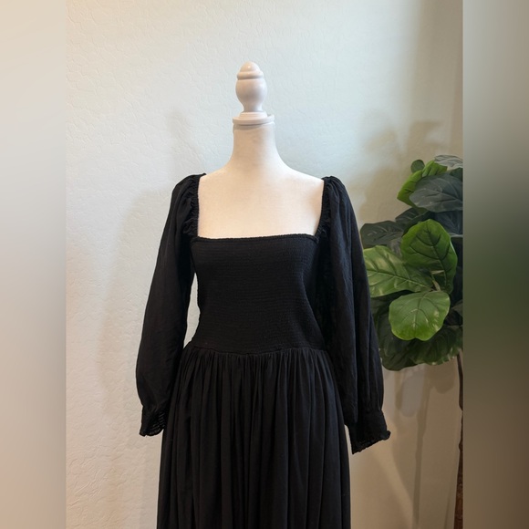 Free people perfect storm smocked eyelet long sleeve maxi dress L - Picture 8 of 12